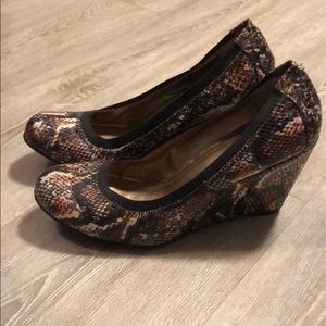 Snakeskin Closed Toe Wedge